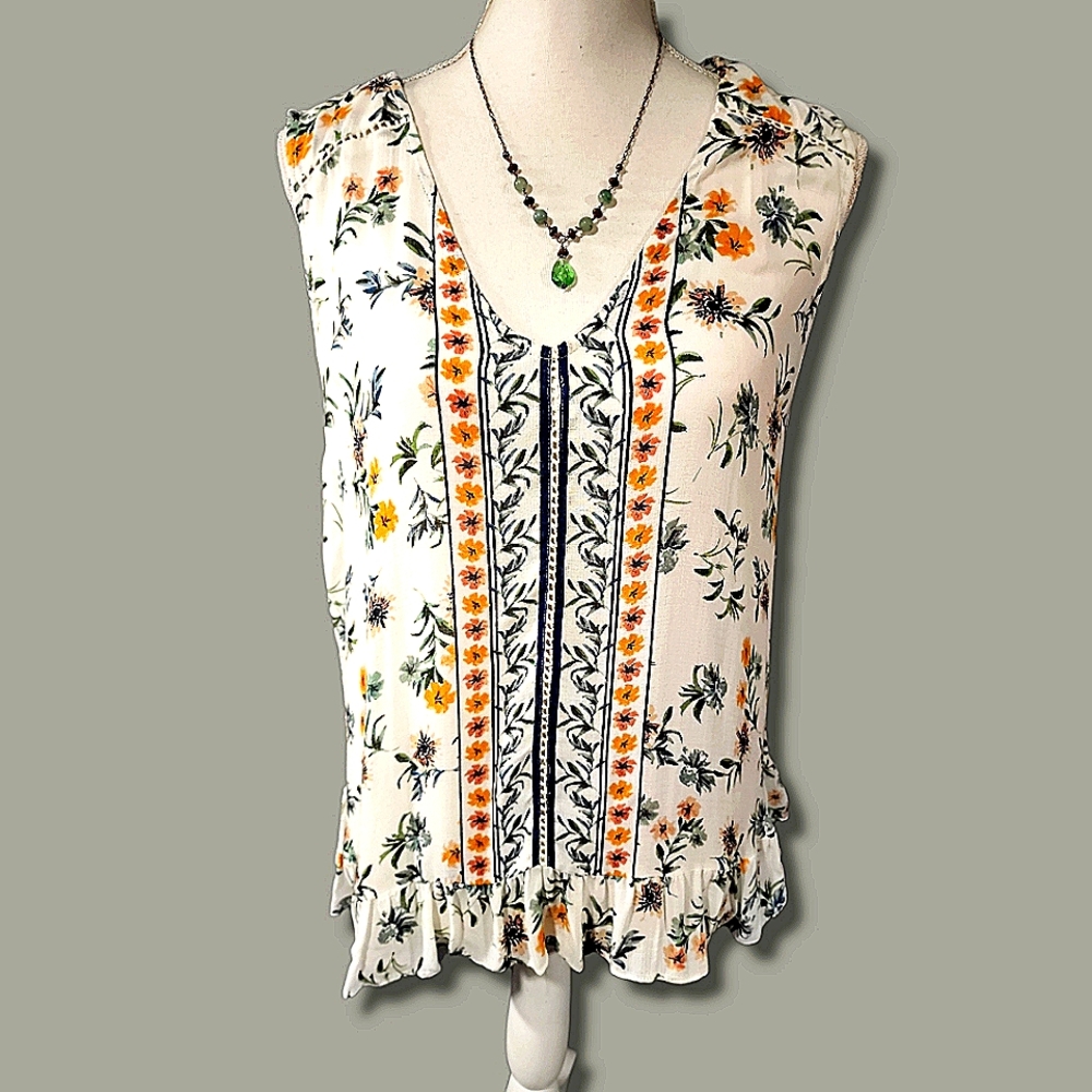 Lucky Brand NWT sleeveless floral shirt size Large